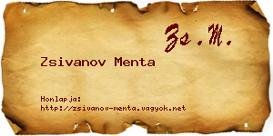 Zsivanov Menta névjegykártya